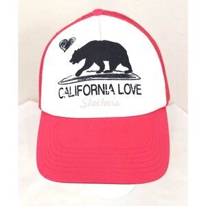 California Love Sketchers Pink Snapback Trucker Hat Bear Heart Adjustable Hat